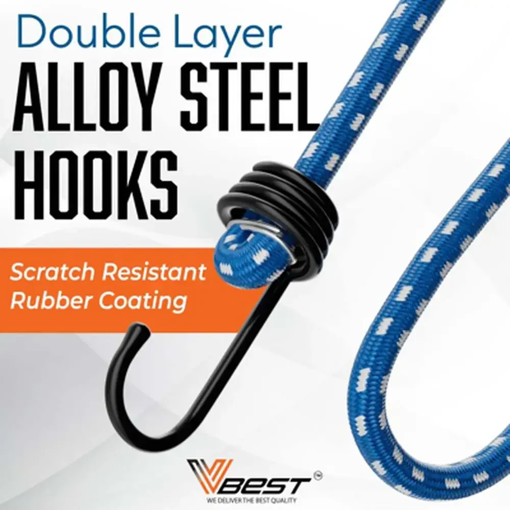 Heavy Duty Bungee Cords with Hooks Set 20 Piece Assorted Sizes UV Resistant